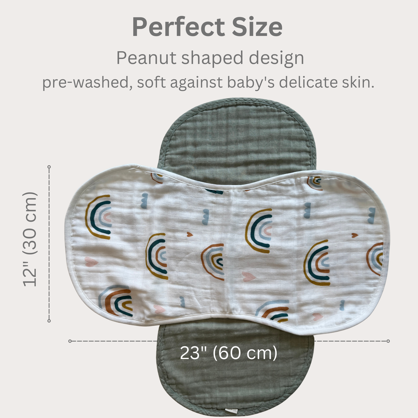 Bamboo Muslin Burp Cloth Set 2-Pack Rainbow/Sage Green