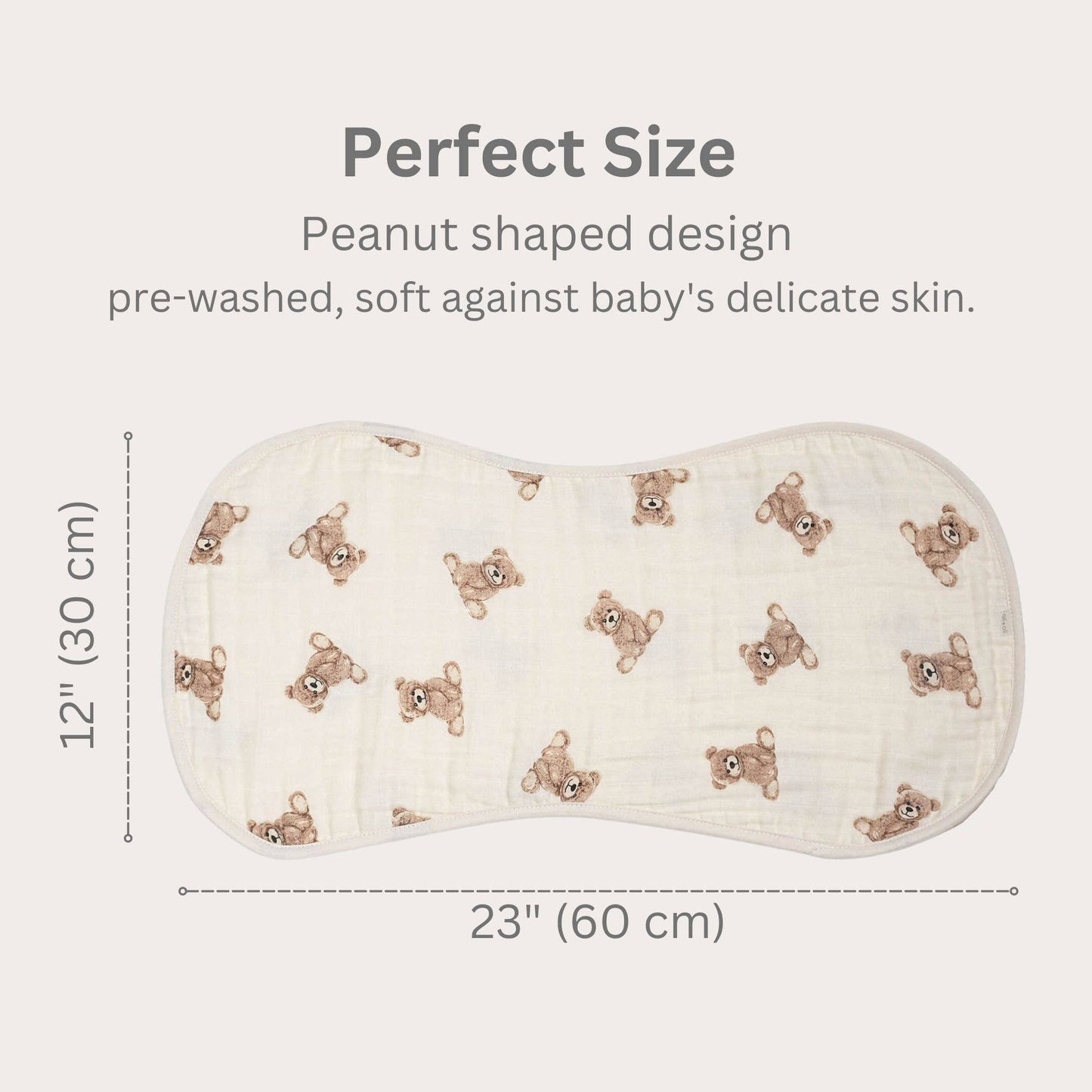 Bamboo Muslin Burp Cloth Set 2-Pack Bear/Brown