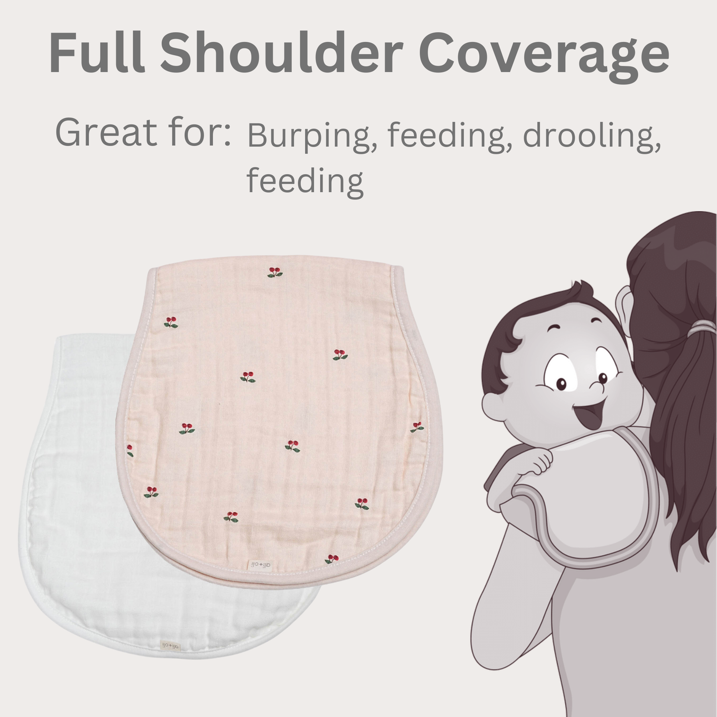 Cherry/ White Bamboo Muslin Burp Cloth