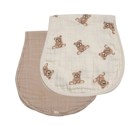 Bamboo Muslin Burp Cloth Set 2-Pack Bear/Brown