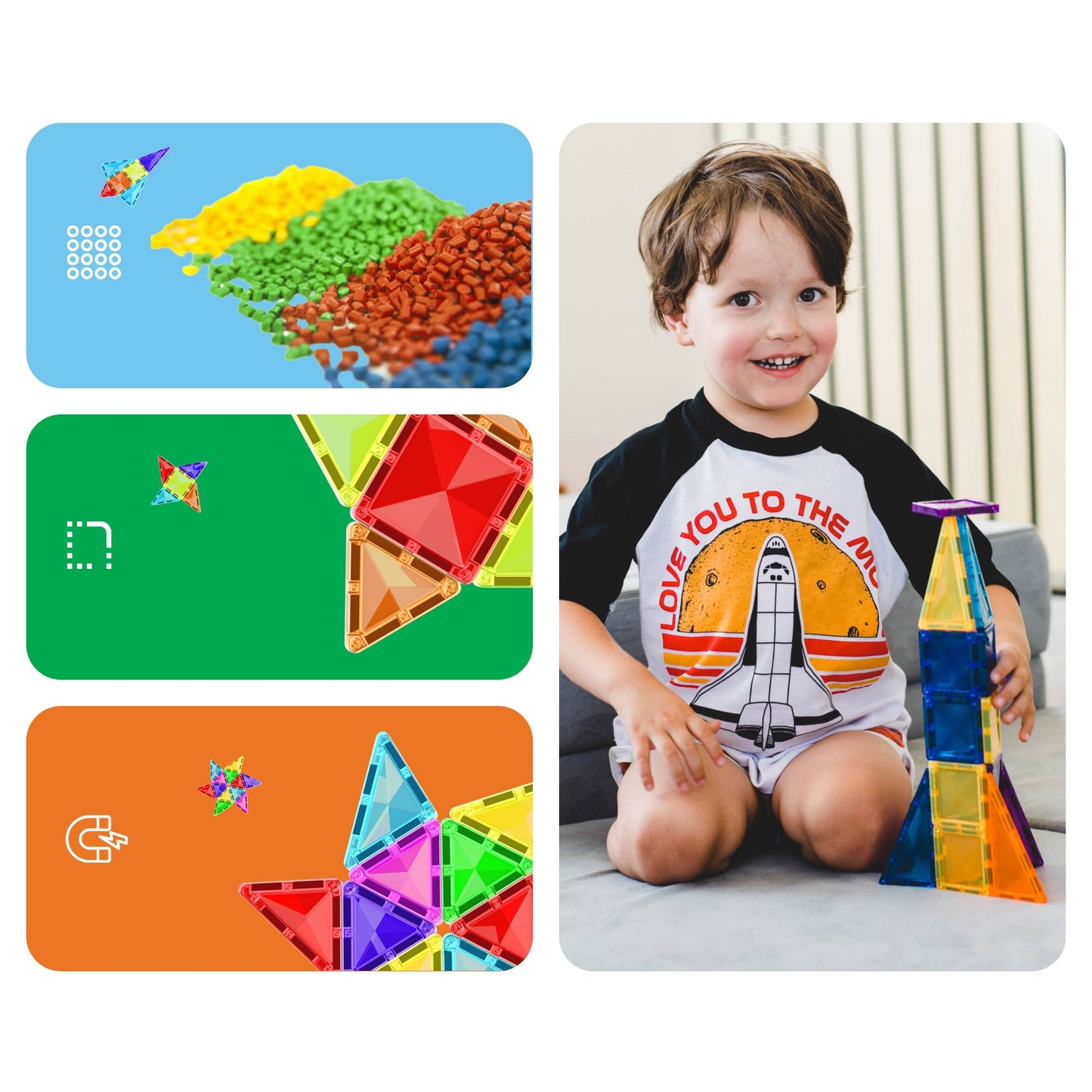 PicassoTiles 80pc Magnetic Tile Building Set