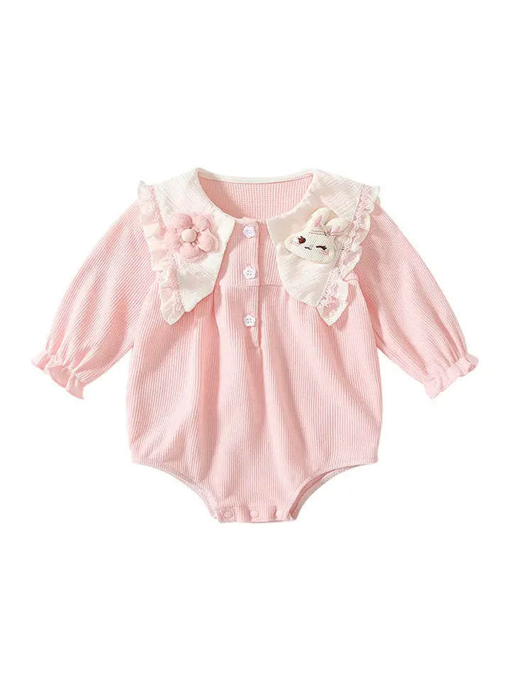 Blush Bunny Collared Ribbed Romper