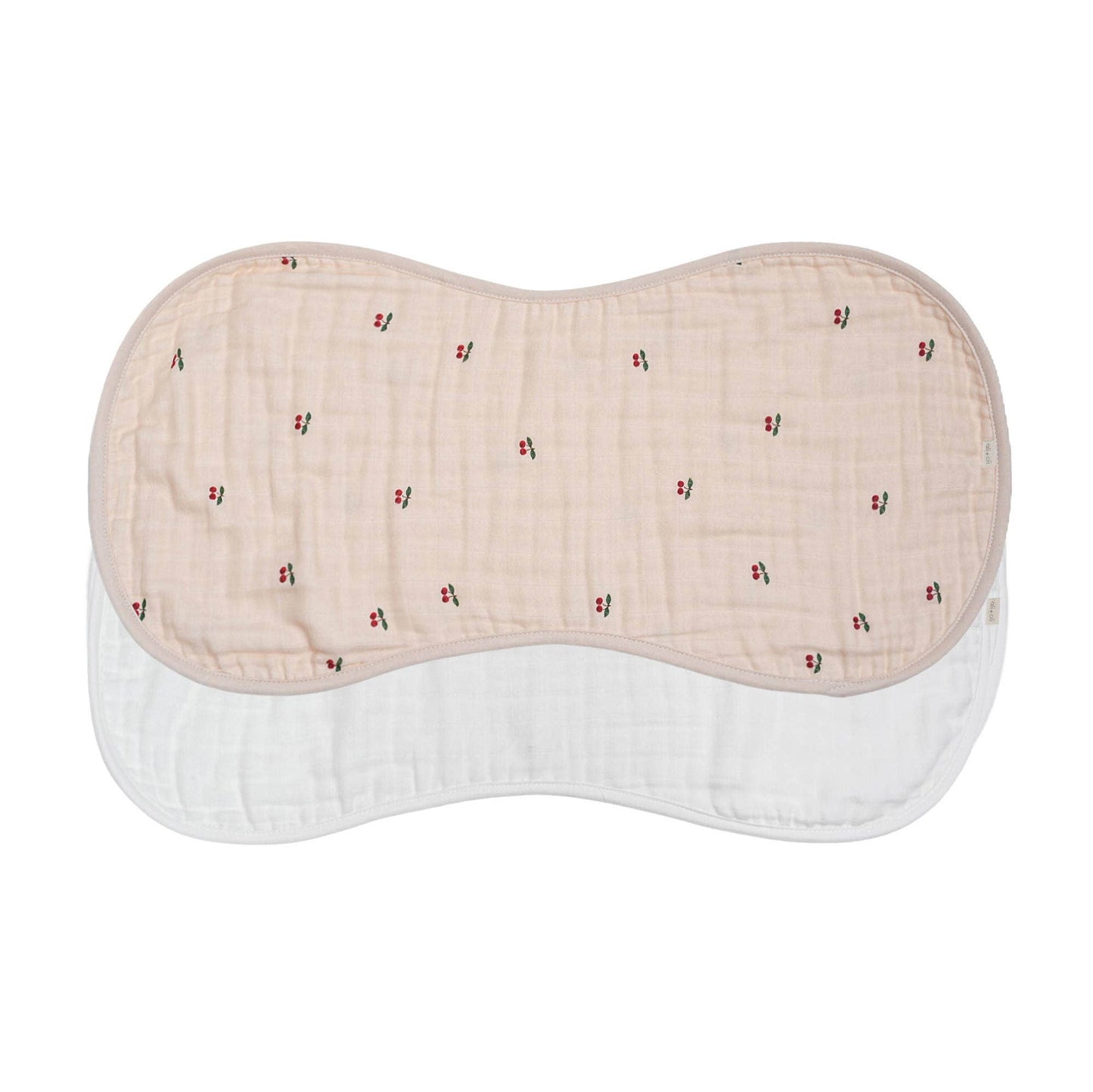 Cherry/ White Bamboo Muslin Burp Cloth