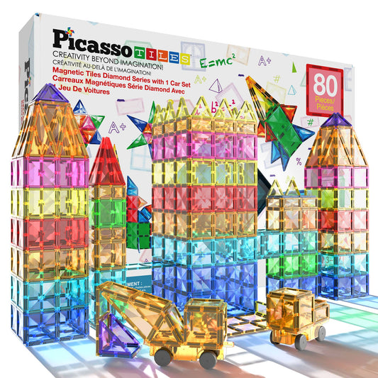 PicassoTiles 80pc Magnetic Tile Building Set