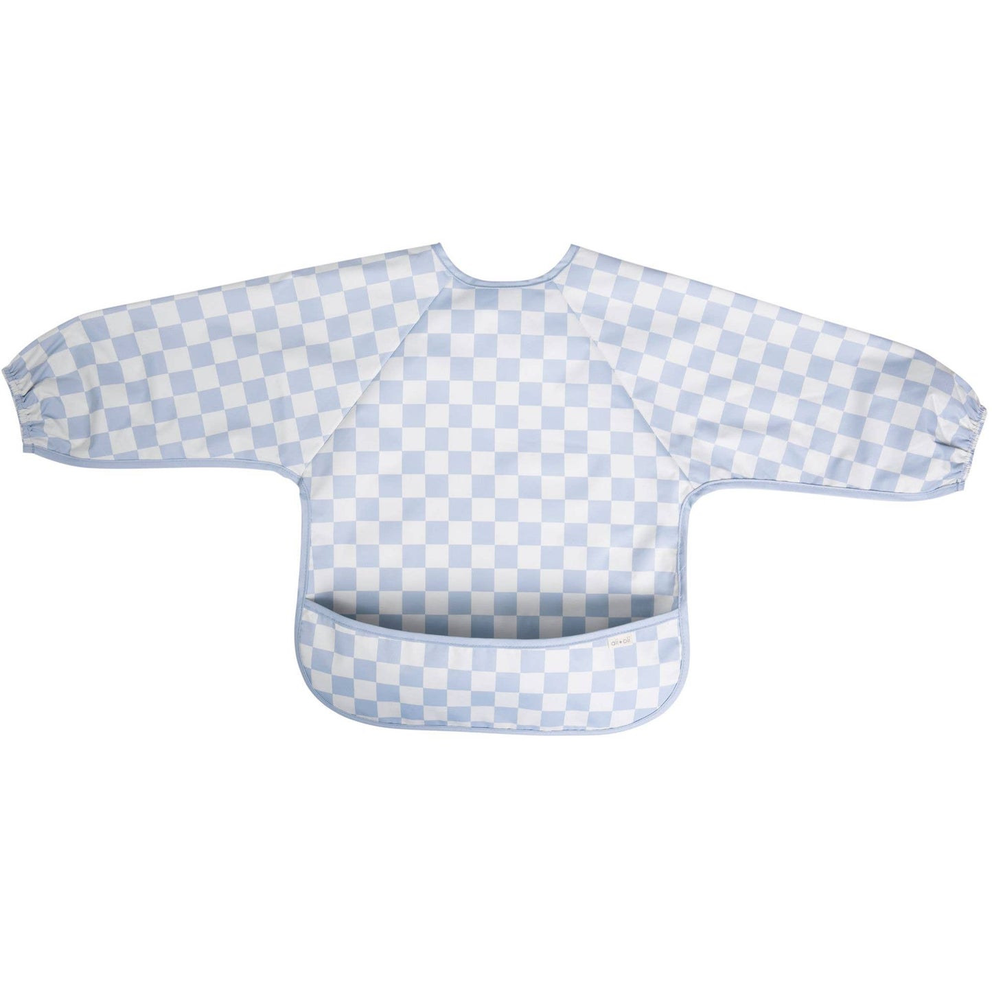 Blue Checkered Smock Bib for Baby & Toddler Long Sleeve