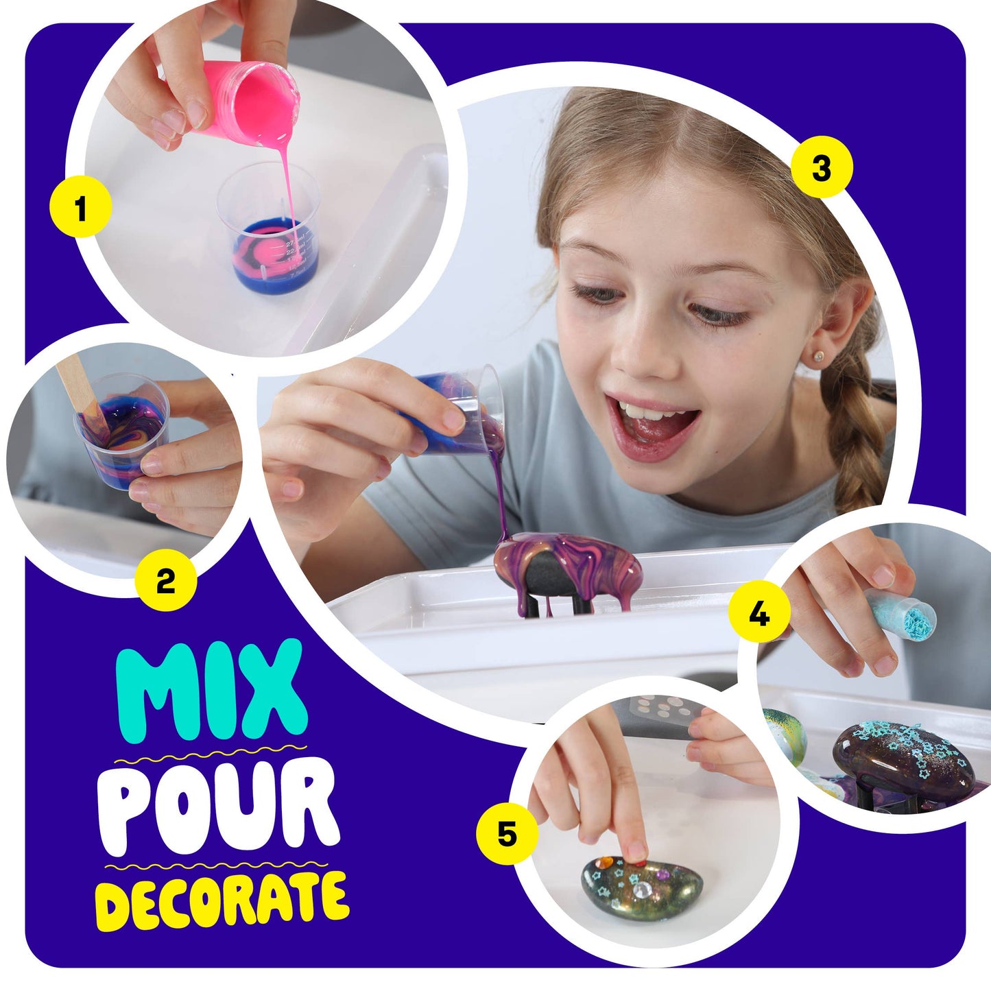 Paint Pouring Rocks for Kids - Rock Painting Kit, Craft Kit