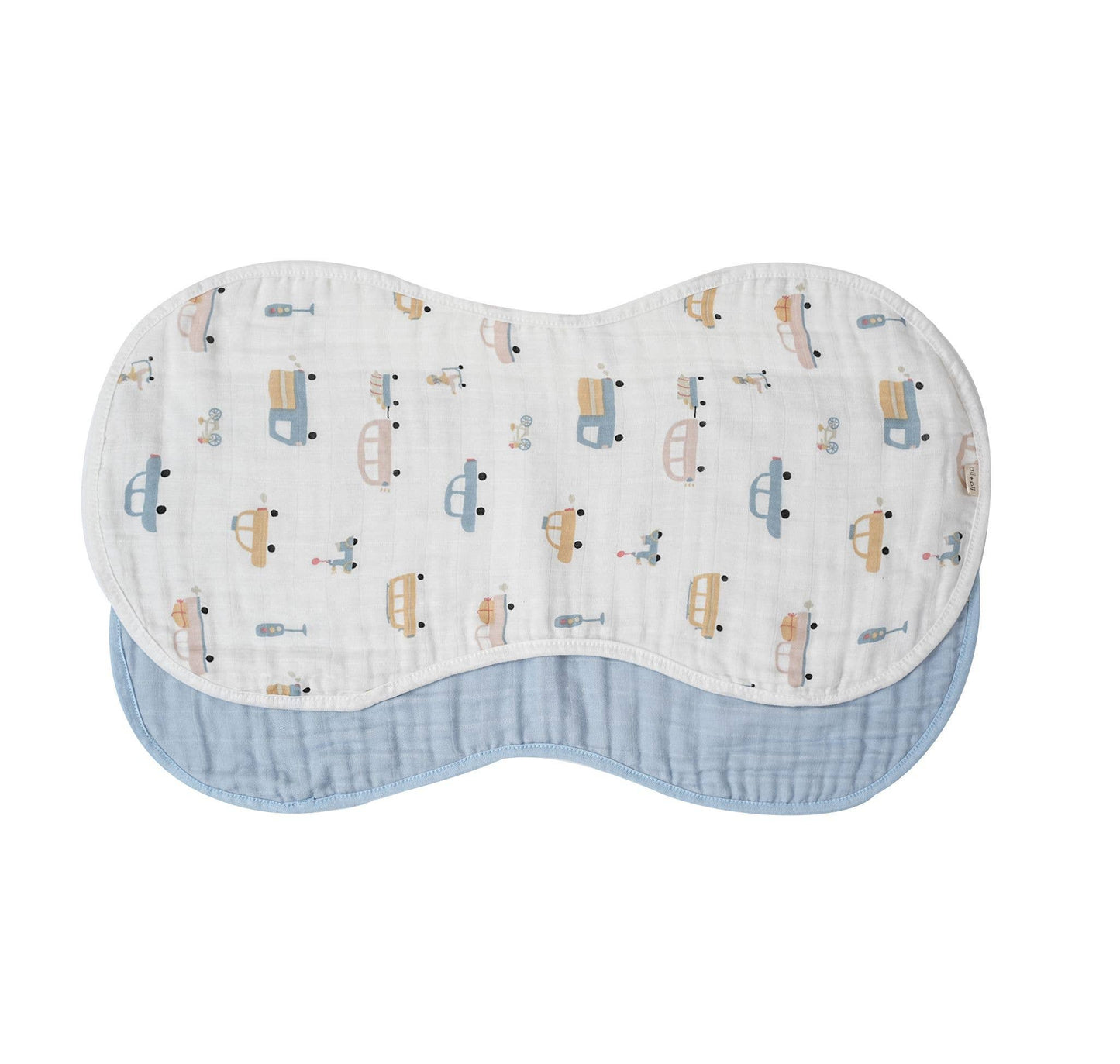 Bamboo Muslin Burp Cloth Set 2-Pack Cars/Light Blue