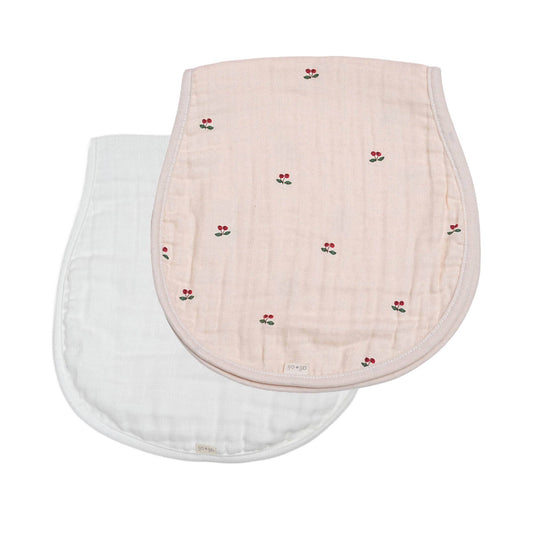 Cherry/ White Bamboo Muslin Burp Cloth