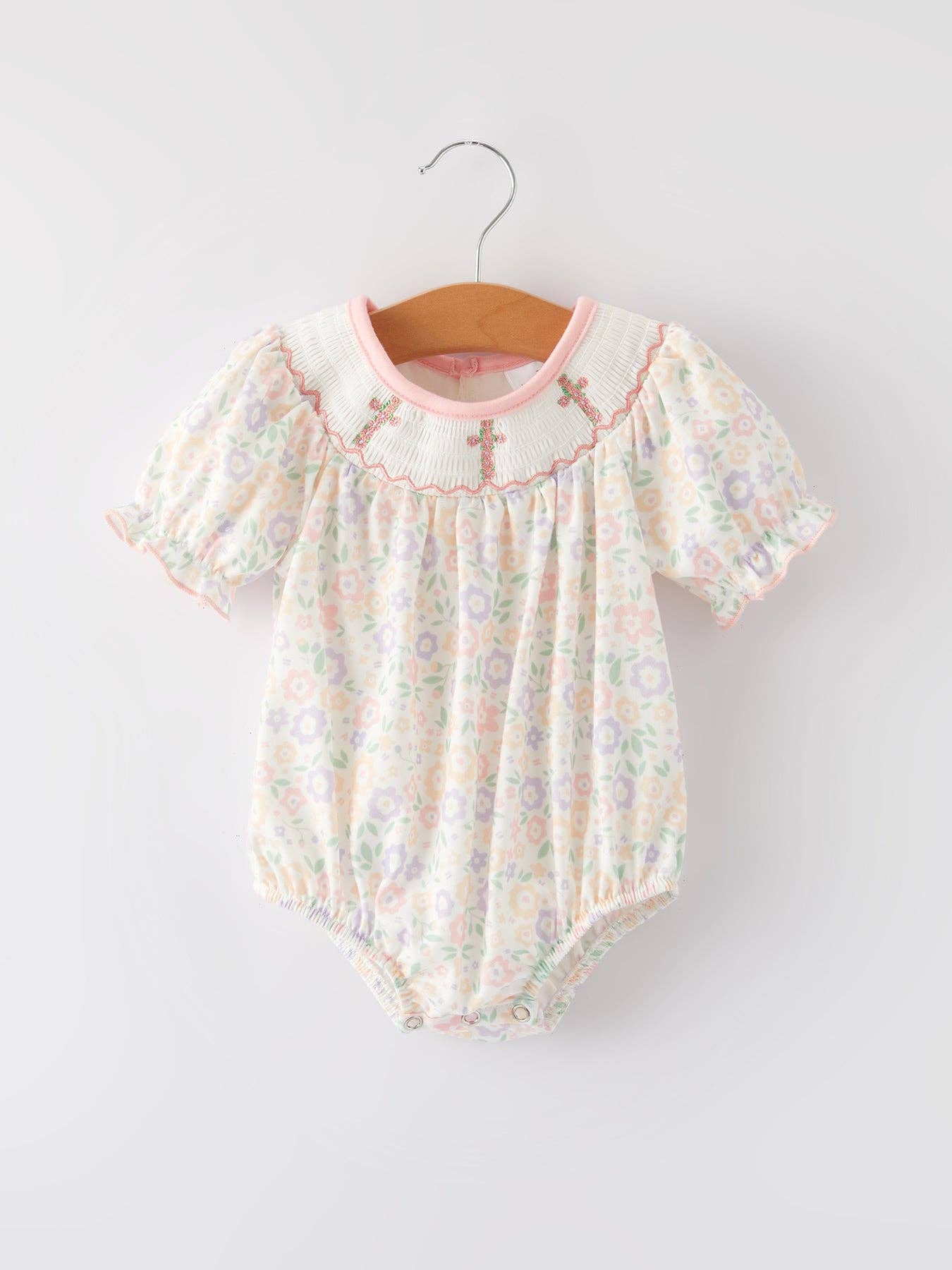 Cross Smocked Embroidered Bubble