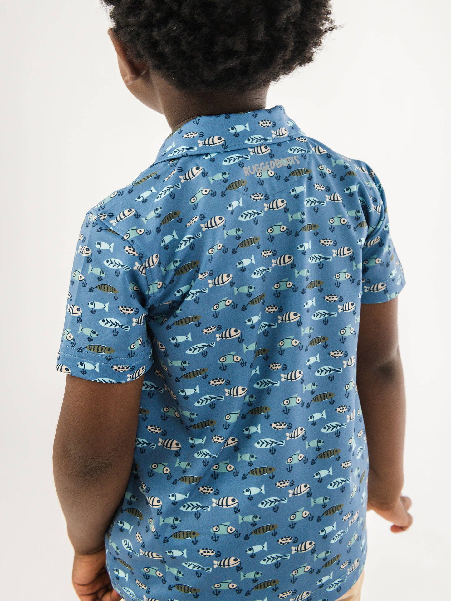 Boys Fish Bait Buddies Knit Short Sleeve Performance Polo