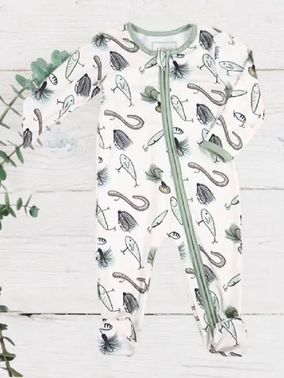 Baby Boys Summer Sleeper With Double Zippers - Fish Hooks