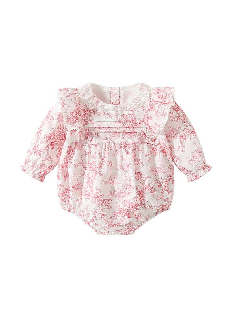 Spring Floral Lace Collar Bubble Romper