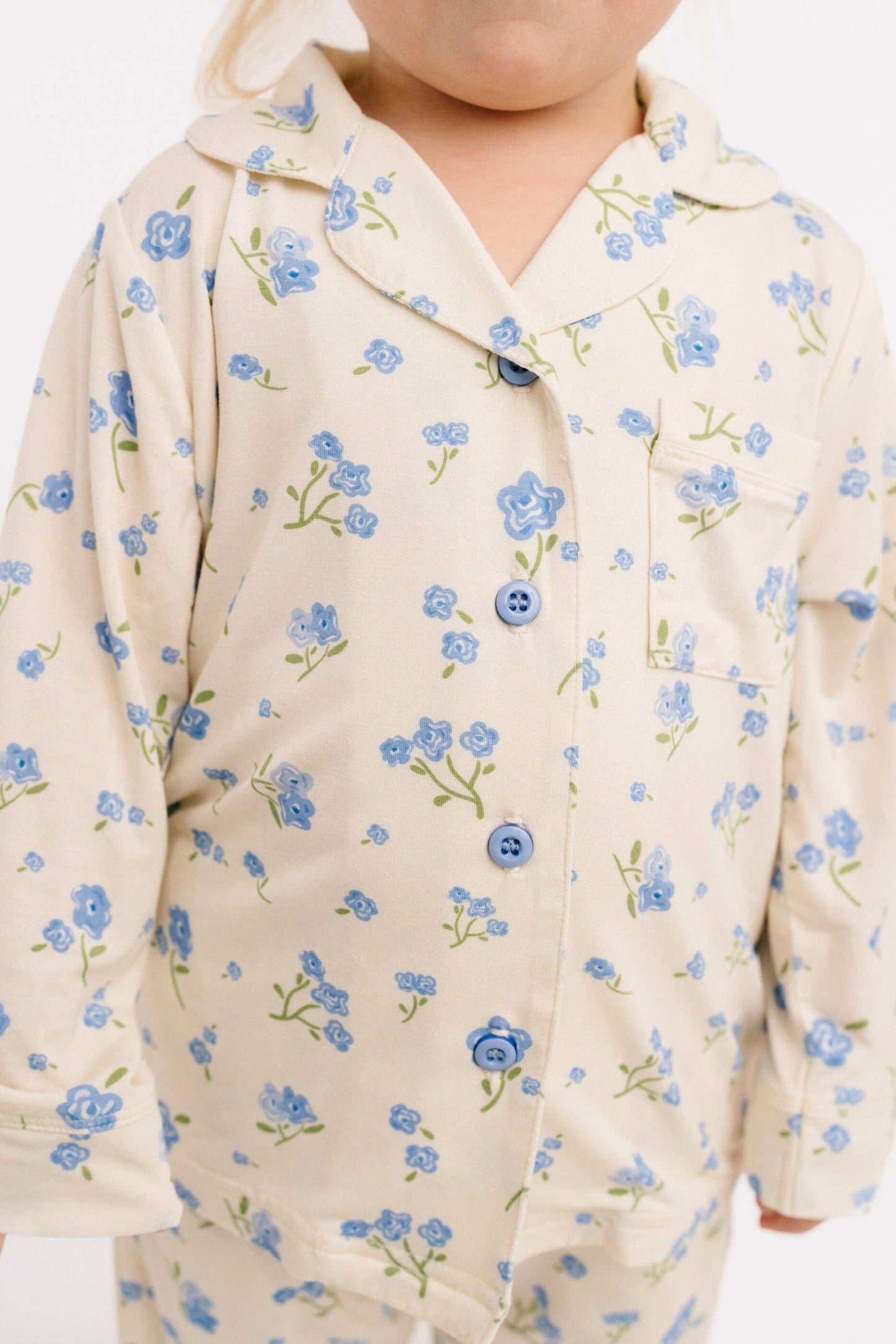 Blue Blooms Bamboo Button Up Set
