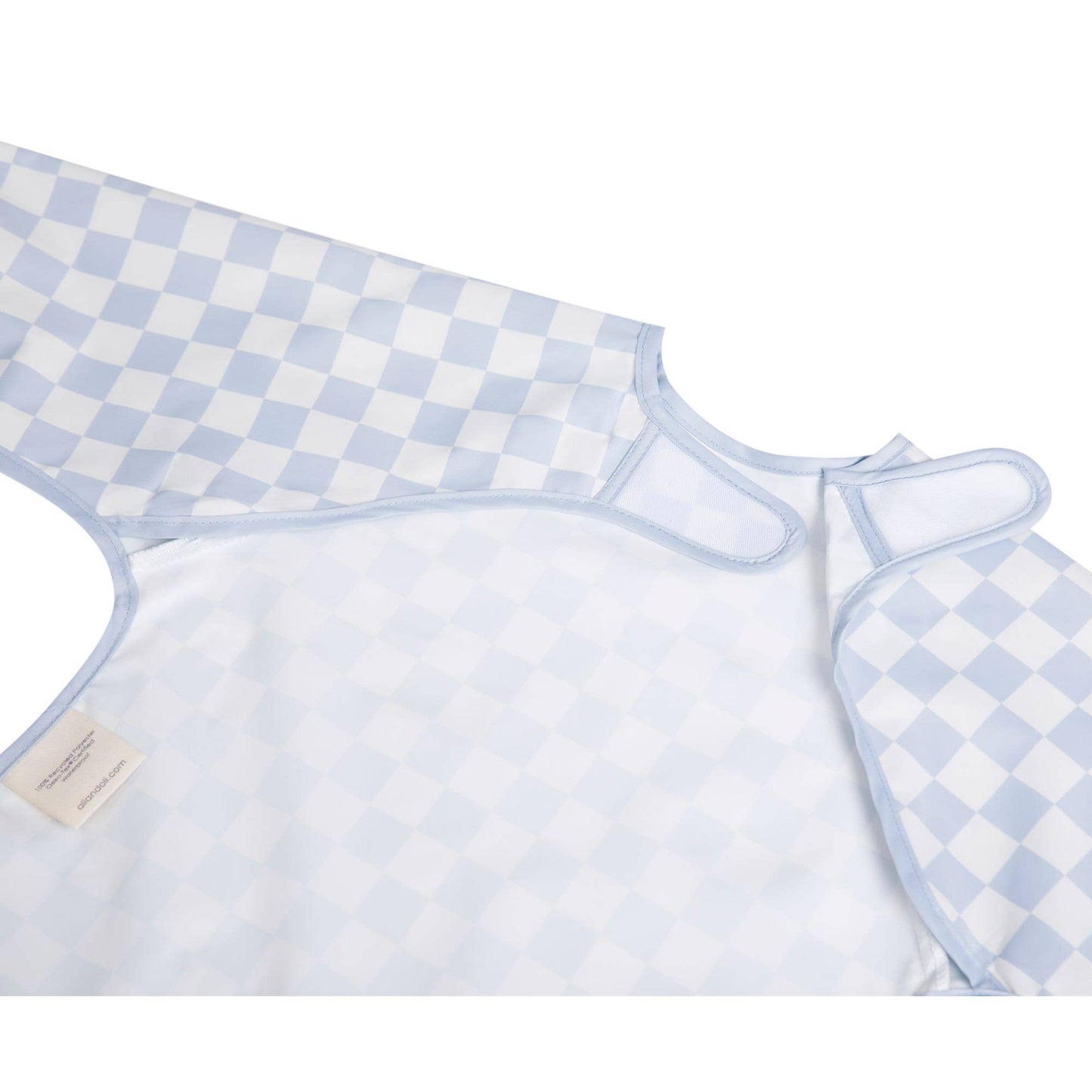 Blue Checkered Smock Bib for Baby & Toddler Long Sleeve