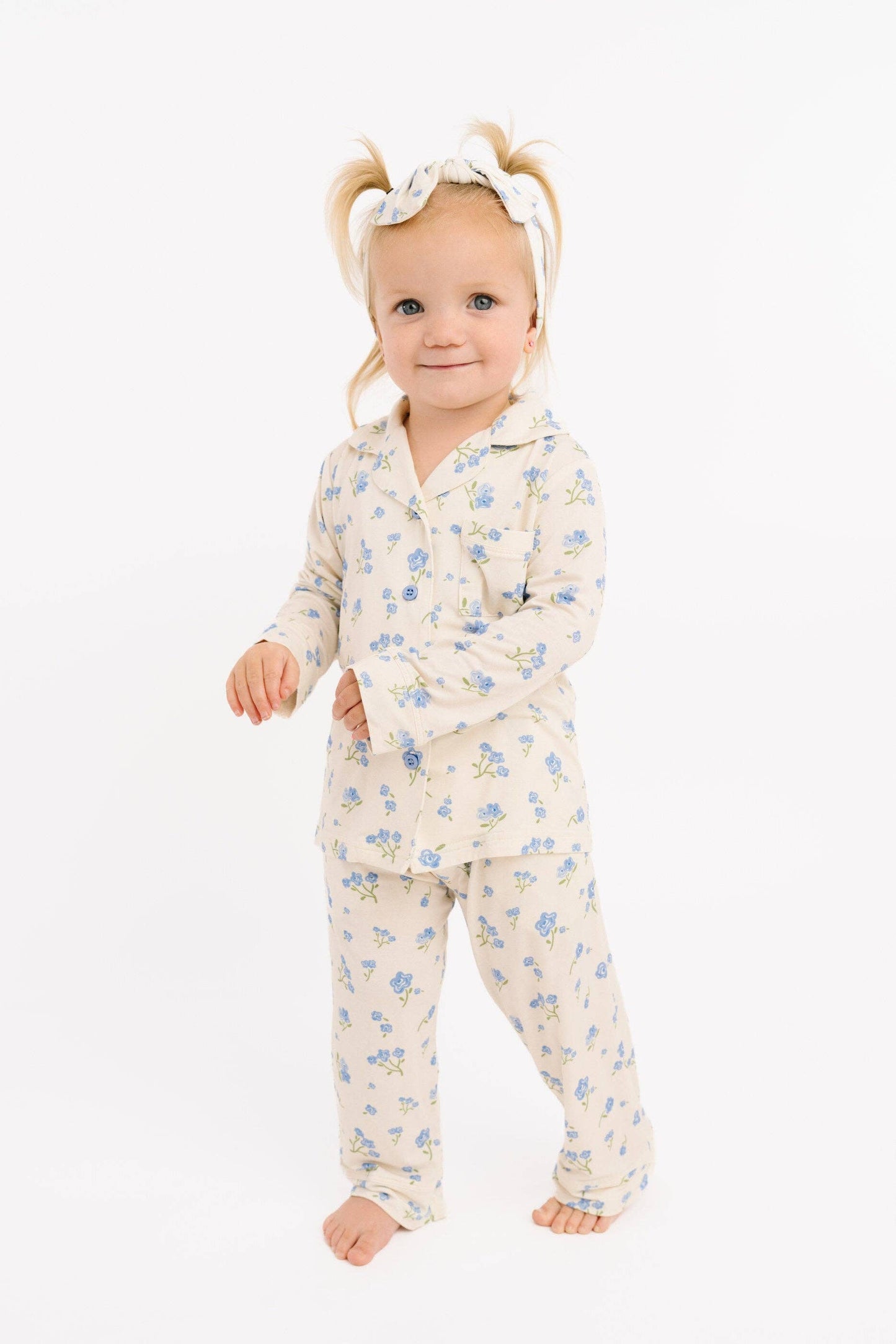 Blue Blooms Bamboo Button Up Set